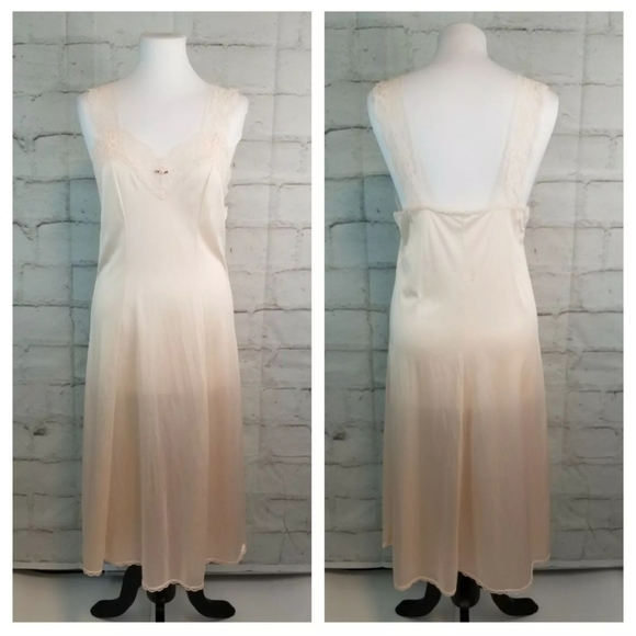 Vintage Kasara Sz 36 Blush Pink Midi Slip Nightie